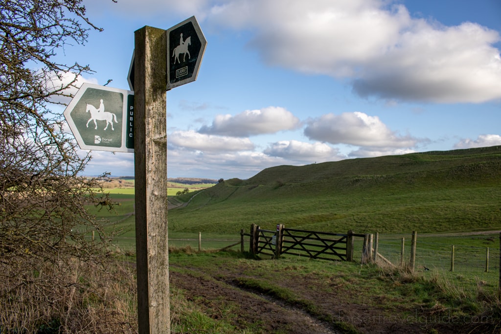 Signpost on the Maiden Castle Walk from Poundbury