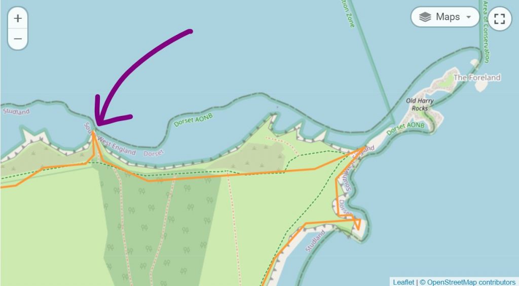 Map of viewpoint on SW Coast Path