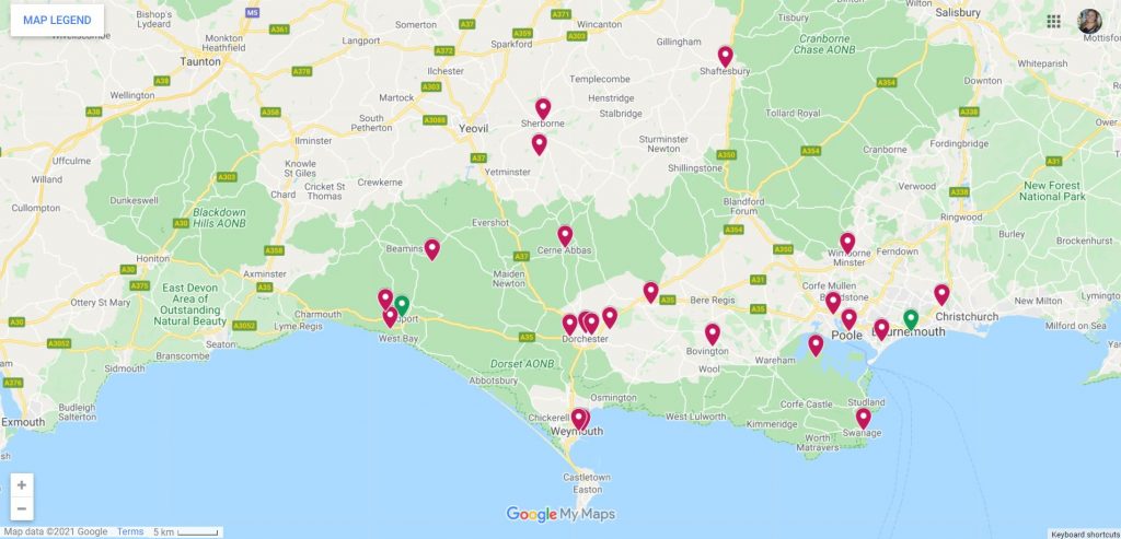 Map of Dorset Christmas Markets
